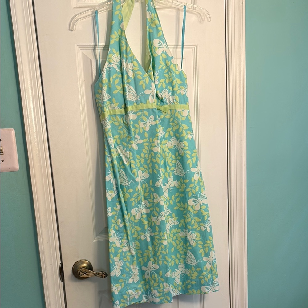 Lilly Pulitzer Halter Dress in Blue and Green